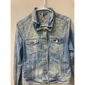 Romeo & Juliet Couture‎ Women’s Jean Jacket Gold Studded Medium